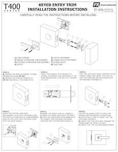 T400 Keyed Entry Installation Instructions