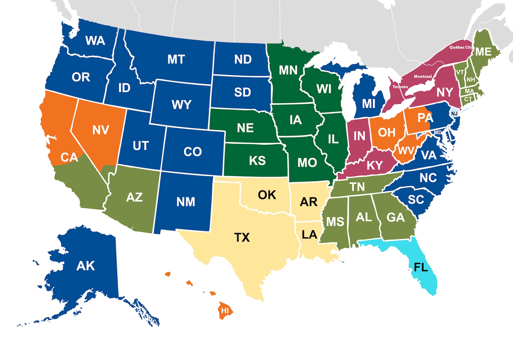 North America-8 North America Sales Reps Map
