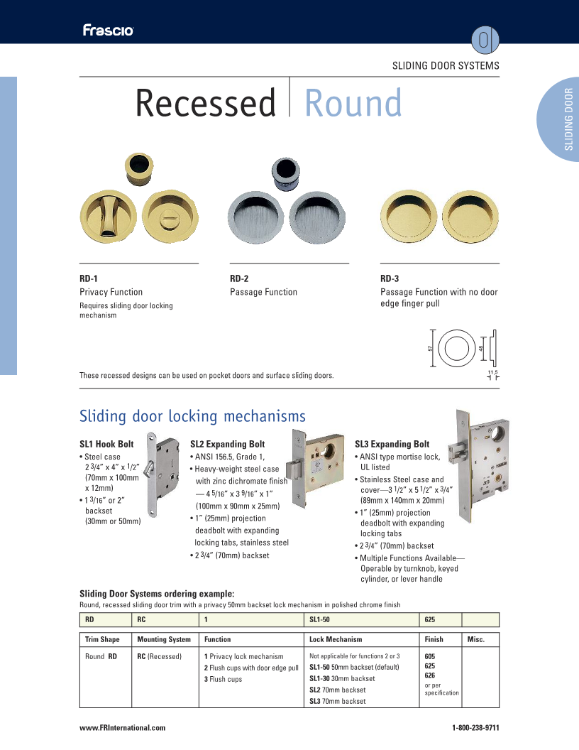 Frascio Recessed Trim System Options Brochure